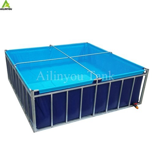 Aquaculture Fish Tanks Foldable Disassemble Mobile Galvanized Steel Pipe Pvc Frame Water Storage Tanks