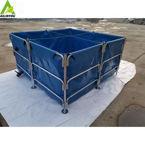 Factory Direct supply  Mobile PVC  Tarpaulin Fish Farming Tank Galvanized Steel Pipe frame Square Fish tank  5000 Liter