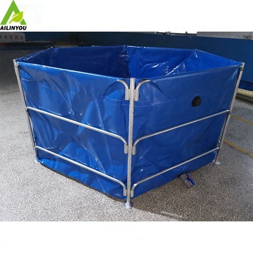 Factory Direct supply  Mobile PVC  Tarpaulin Fish Farming Tank Galvanized Steel Pipe frame Square Fish tank  5000 Liter