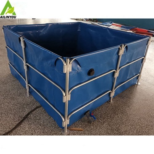 Factory Direct supply  Mobile PVC  Tarpaulin Fish Farming Tank Galvanized Steel Pipe frame Square Fish tank  5000 Liter