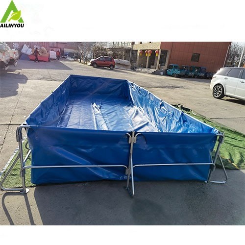 Customize  Galvanized Steel Pipe Frame PVC Tarpaulin Fish tank Mobile Biofloc Fish Farming Tank 40000Liters