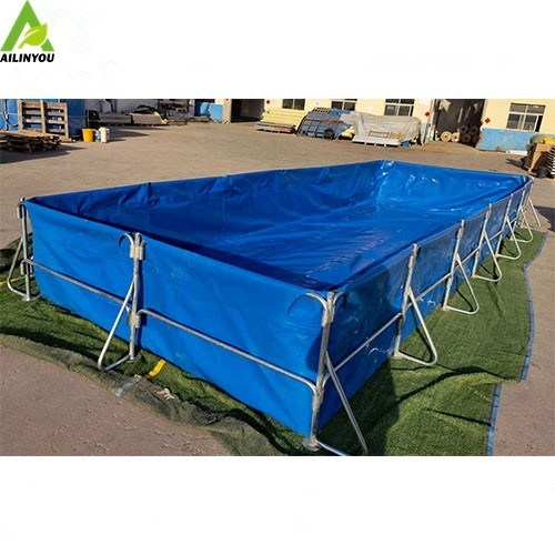 Customize  Galvanized Steel Pipe Frame PVC Tarpaulin Fish tank Mobile Biofloc Fish Farming Tank 40000Liters