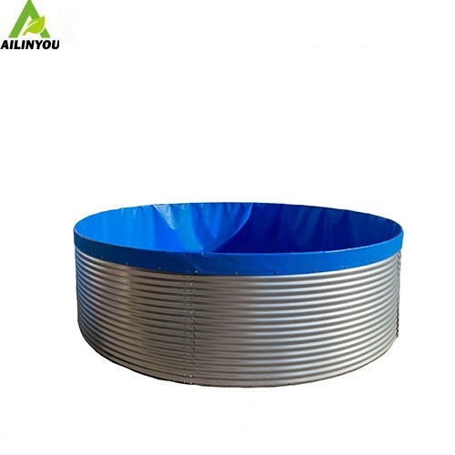 Chongqing Ailinyou Factory Collapsible  Fish tank  PVC Tarpaulin Circular  Tanks Galvanized  Sheet frame